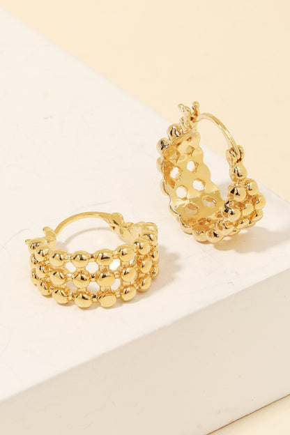 Fame Metallic Bead Pincatch Hoop Earrings