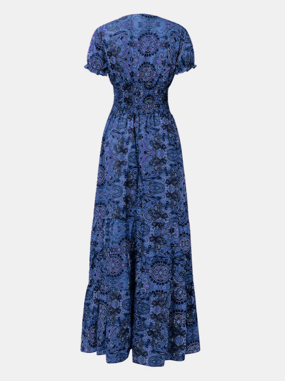 Smocked Printed V-Neck Short Sleeve Dress - product image 17