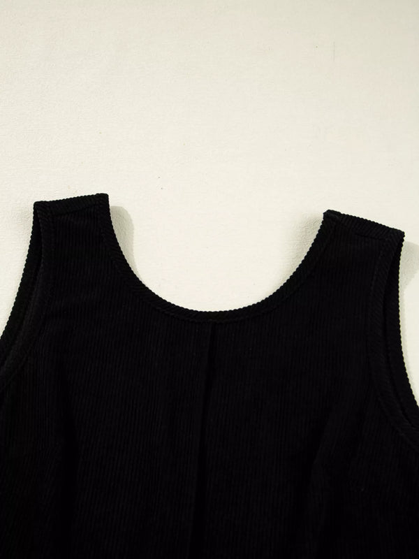 Corduroy Sleeveless Mini Dress with Patched Pockets - product image 5