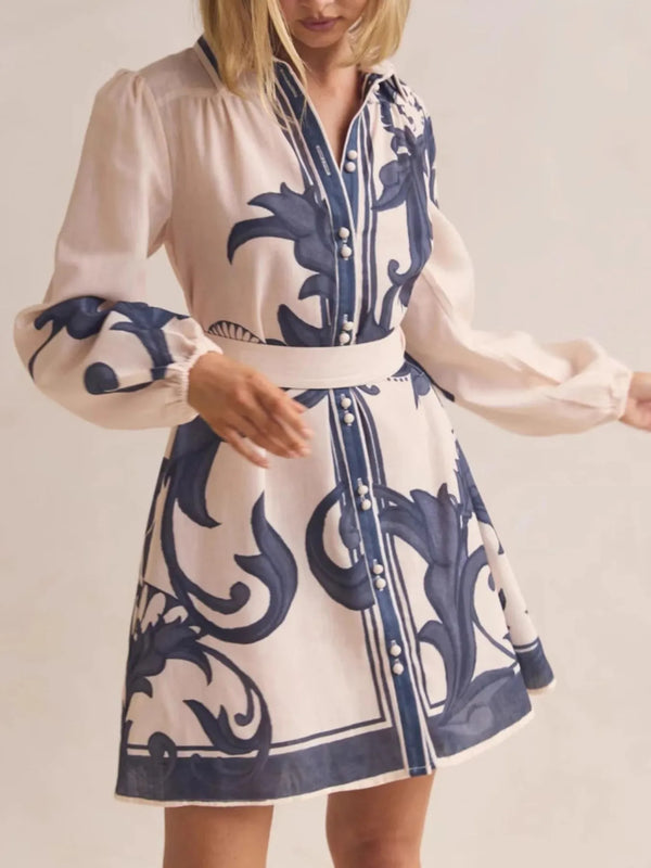Printed Long Sleeve Shirt Dress - product image 4