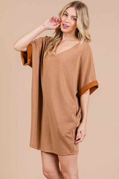 Ces Femme V-Neck Half Sleeve Dress