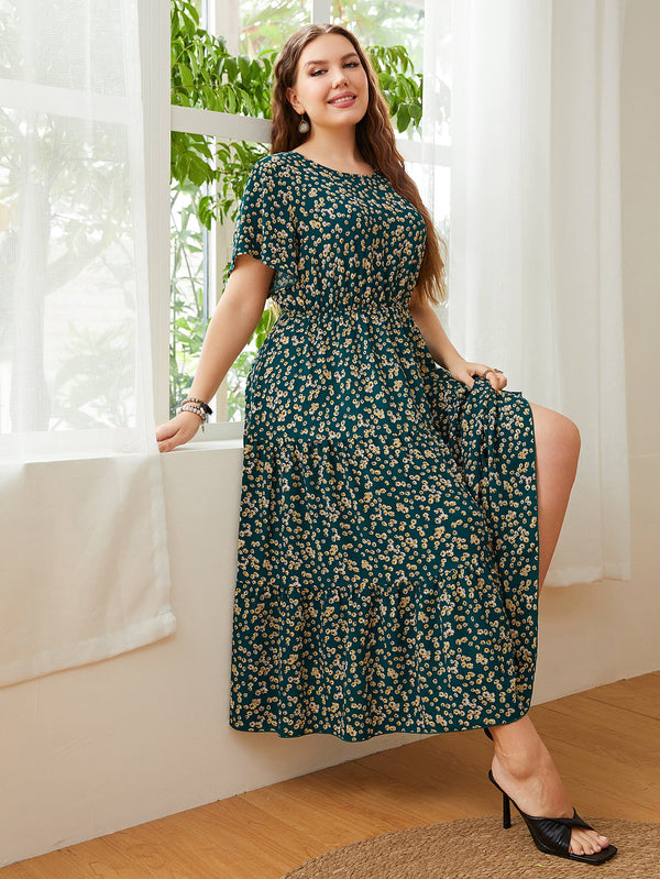 Honey Plus Size Floral Round Neck Short Sleeve Midi Dress - product image 6