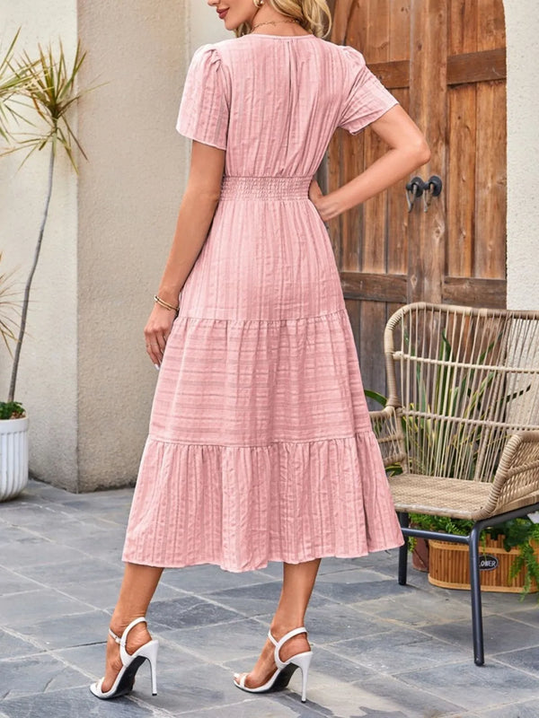 Tiered Notched Short Sleeve Dress - product image 3