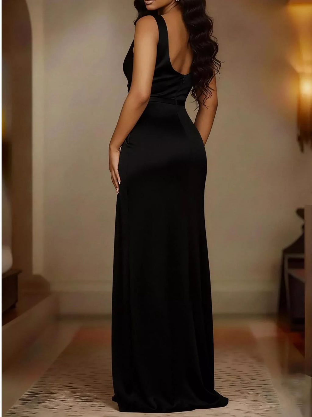 Full Size Satin Cowl Neck High Slit Maxi Dress Plus Size - product image 6