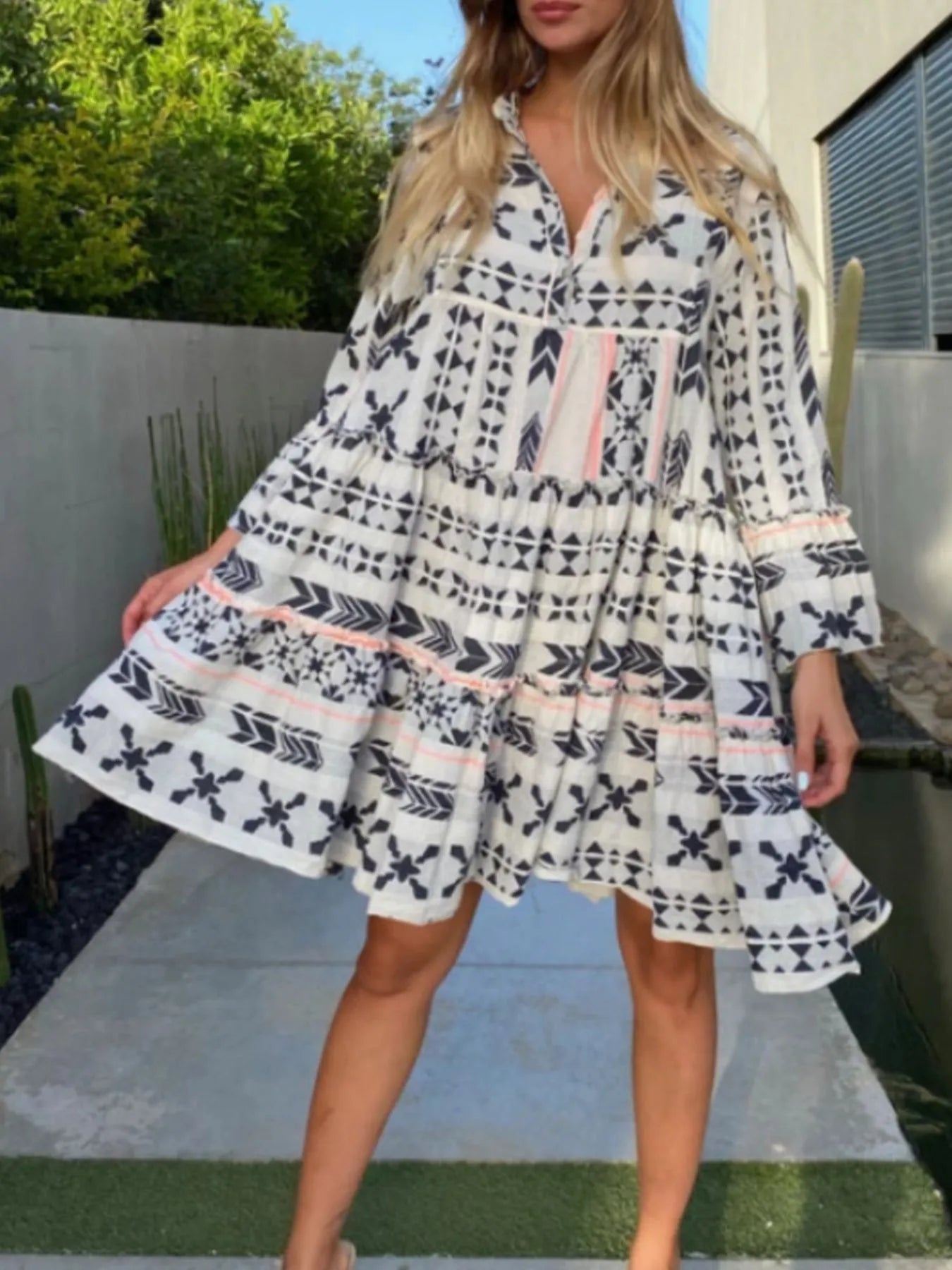 Printed Tiered Babydoll Dress - product image 8