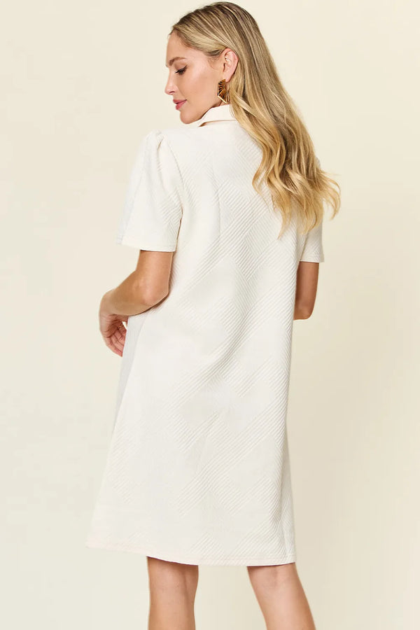 Double Take Texture Collared Neck Short Sleeve Dress - product image 2