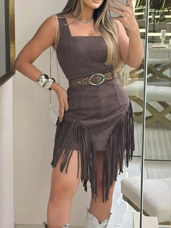 Fringe Square Neck Bodycon Mini Dress - product image 7