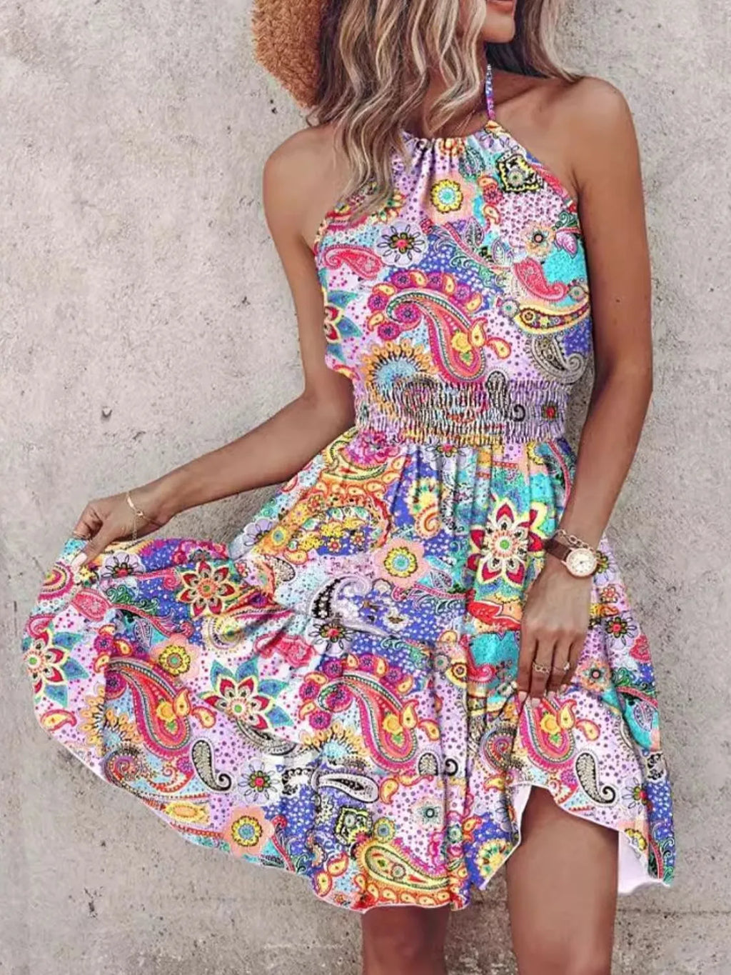Paisley Print Halter Neck Mini Dress - product image 5