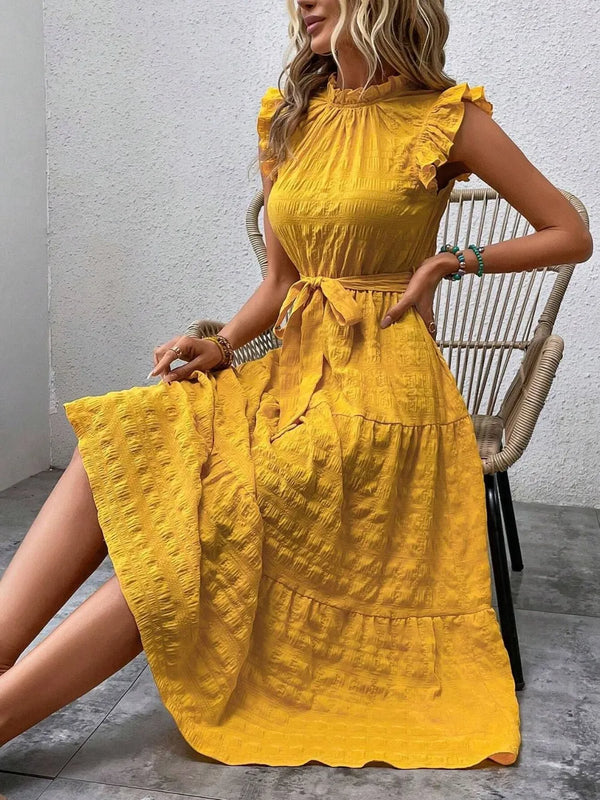 Tied Ruffled Cap Sleeve Midi Dress - product image 4