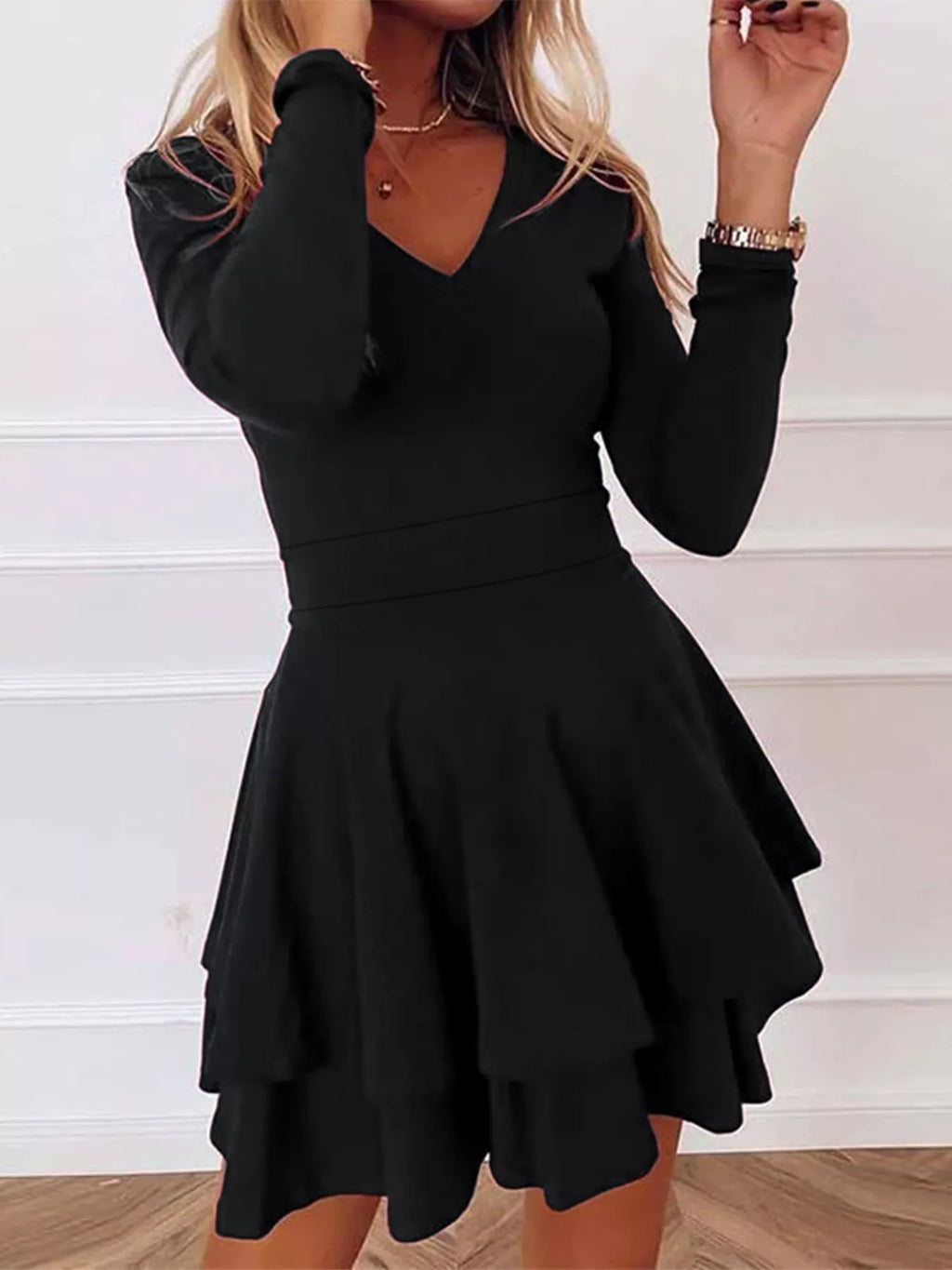 V-Neck Layered Ruffle Mini Dress - product image 28