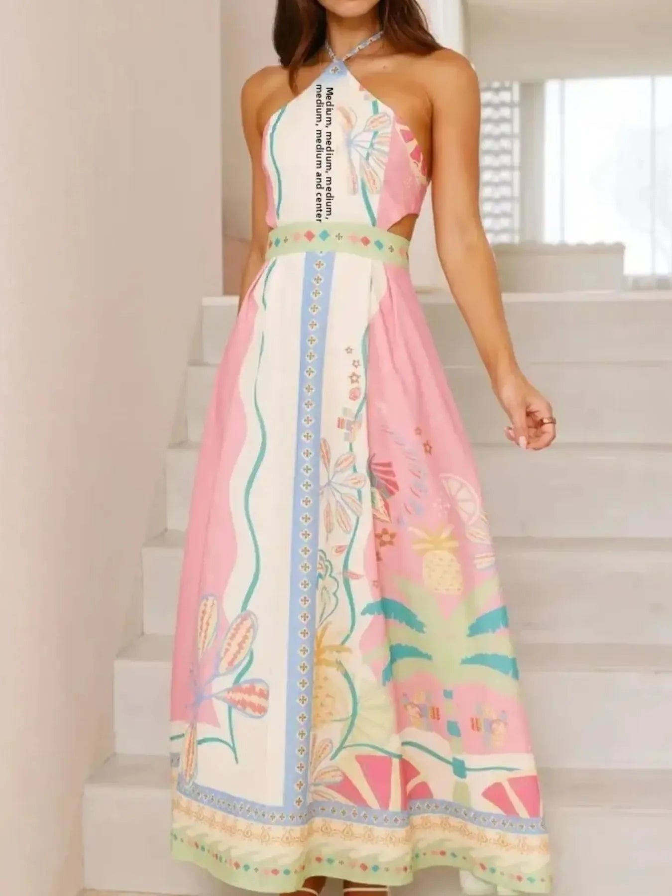 Halter Neck Printed Maxi Dress - product image 4