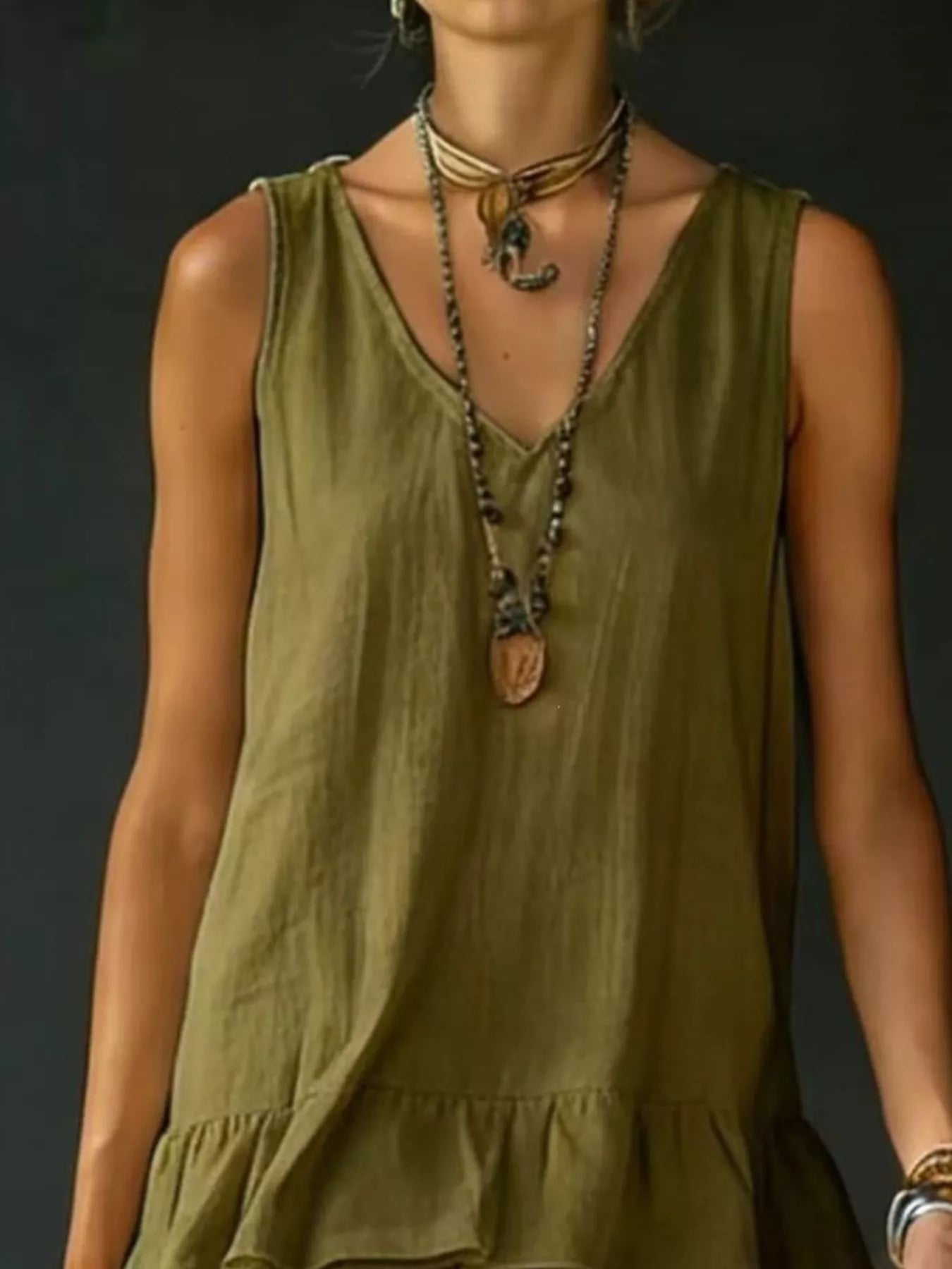 Full Size Ruffled Hem V-Neck Sleeveless Dress Plus Size - product image 5