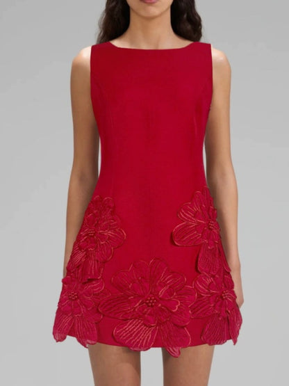 Flower Round Neck Sleeveless Dress - Shopiebay women's boutique