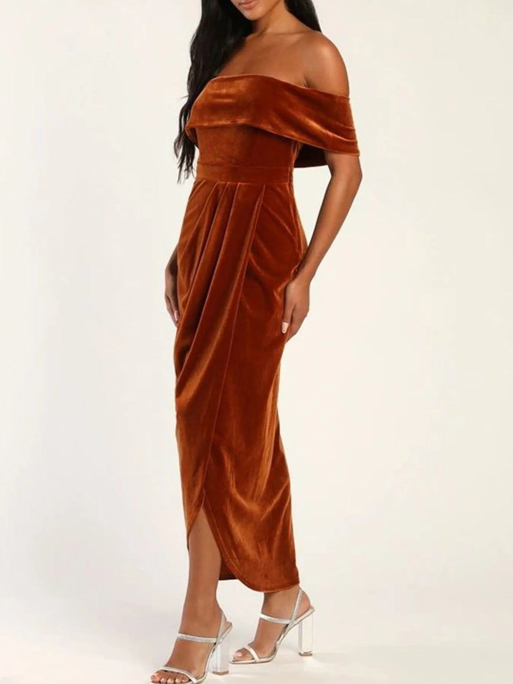 Off-Shoulder Wrap Dress with Side Slit - product image 18