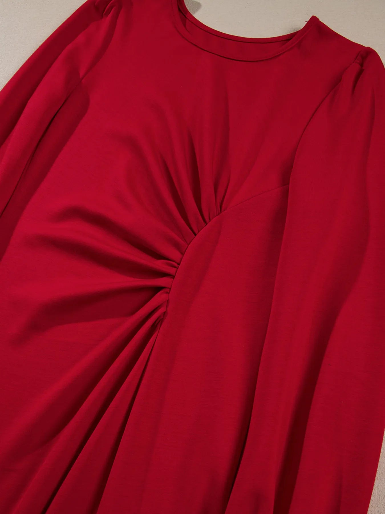 Solid Color Ruched Detail Long Sleeve Midi Dress - product image 28