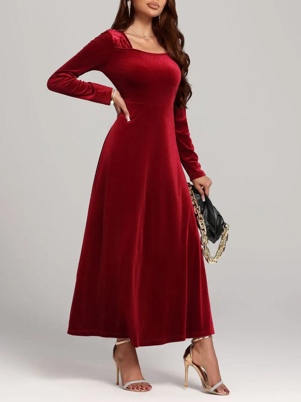 Square Neck Long Sleeve Velvet Dress - product image 5