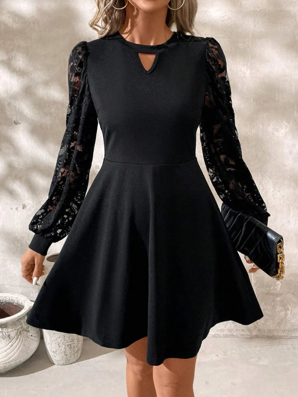 Cutout Lace Long Sleeve Mini Dress Secondary image