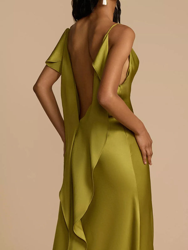 Satin Cowl Neck Slit Maxi Dress - product image 8