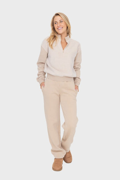 Mono B Elastic Waist Fleece Pants with Pockets