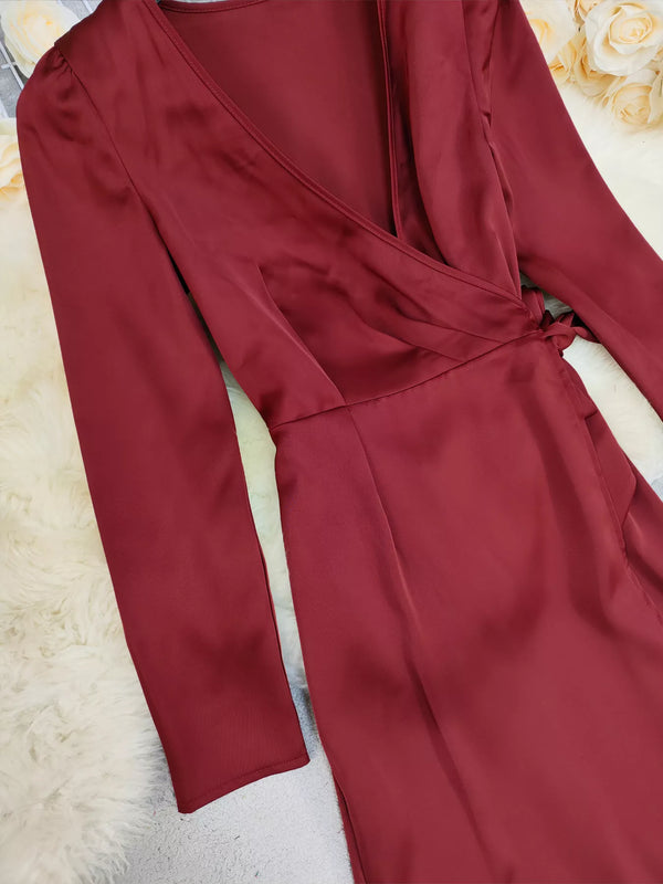 Surplice Satin Long Sleeve Dress - product image 8