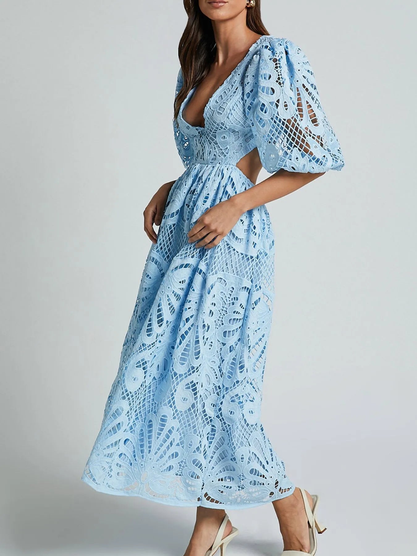 Cutout Back Lace Crochet V-Neck Dress - product image 8