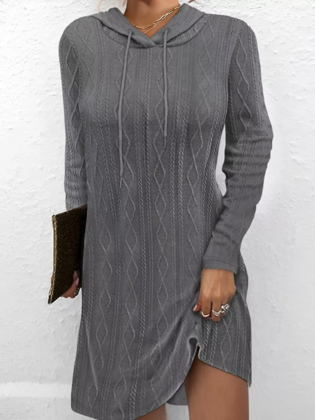 Casual Long Sleeve Hooded Knit Dress - product image 5