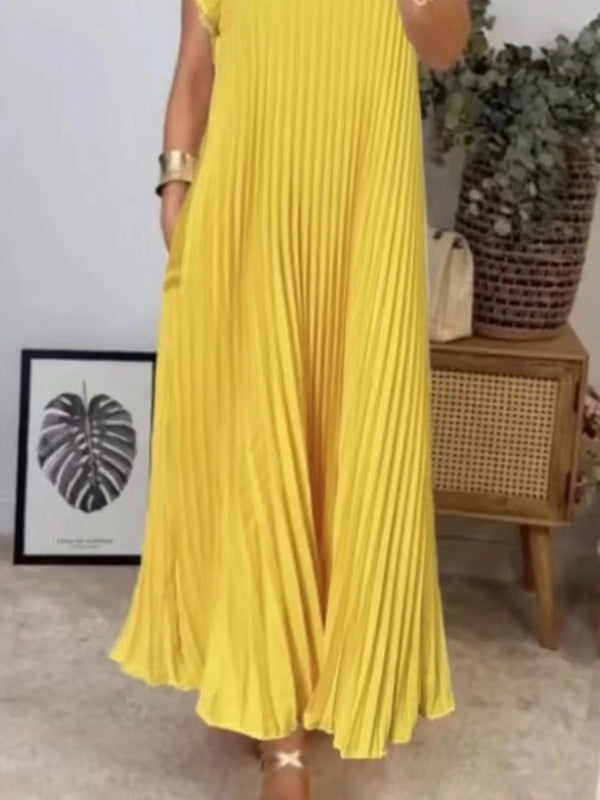 Pleated Round Neck Maxi Dress - product image 10
