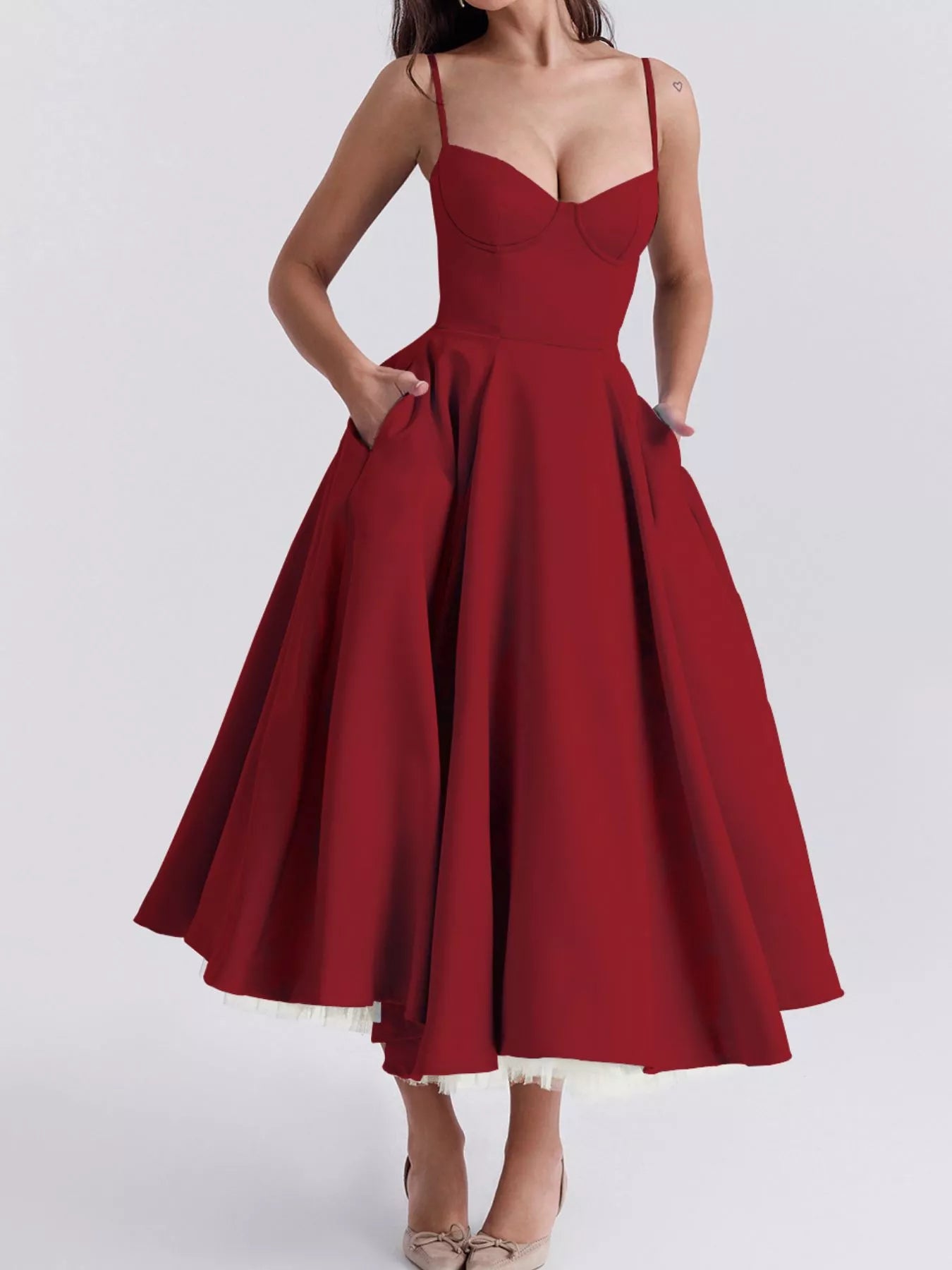 Sweetheart Neck A-Line Midi Dress - product image 6