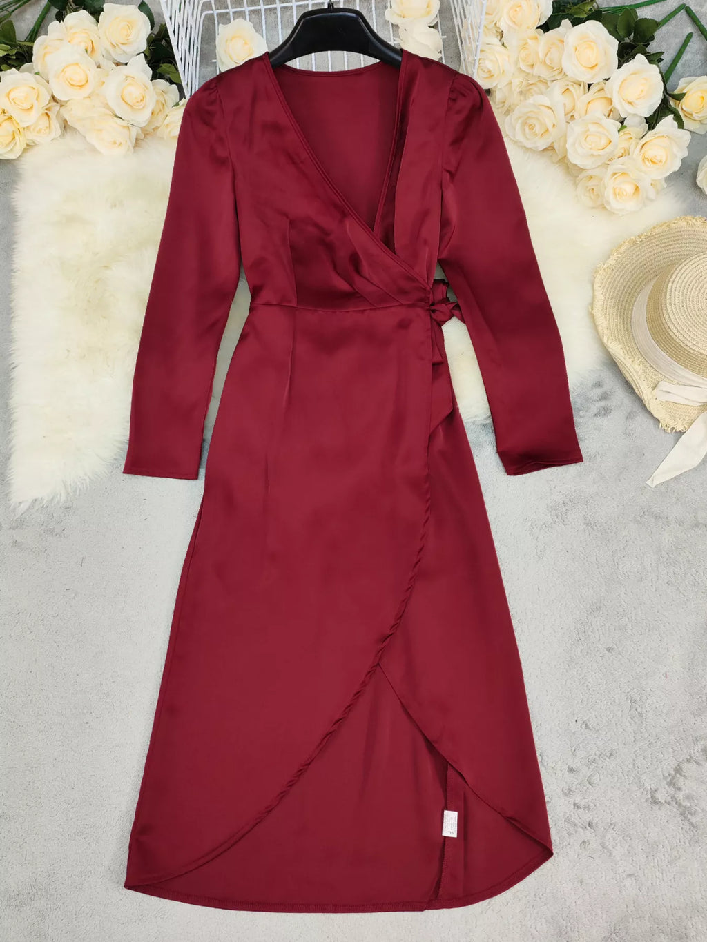 Surplice Satin Long Sleeve Dress - product image 5