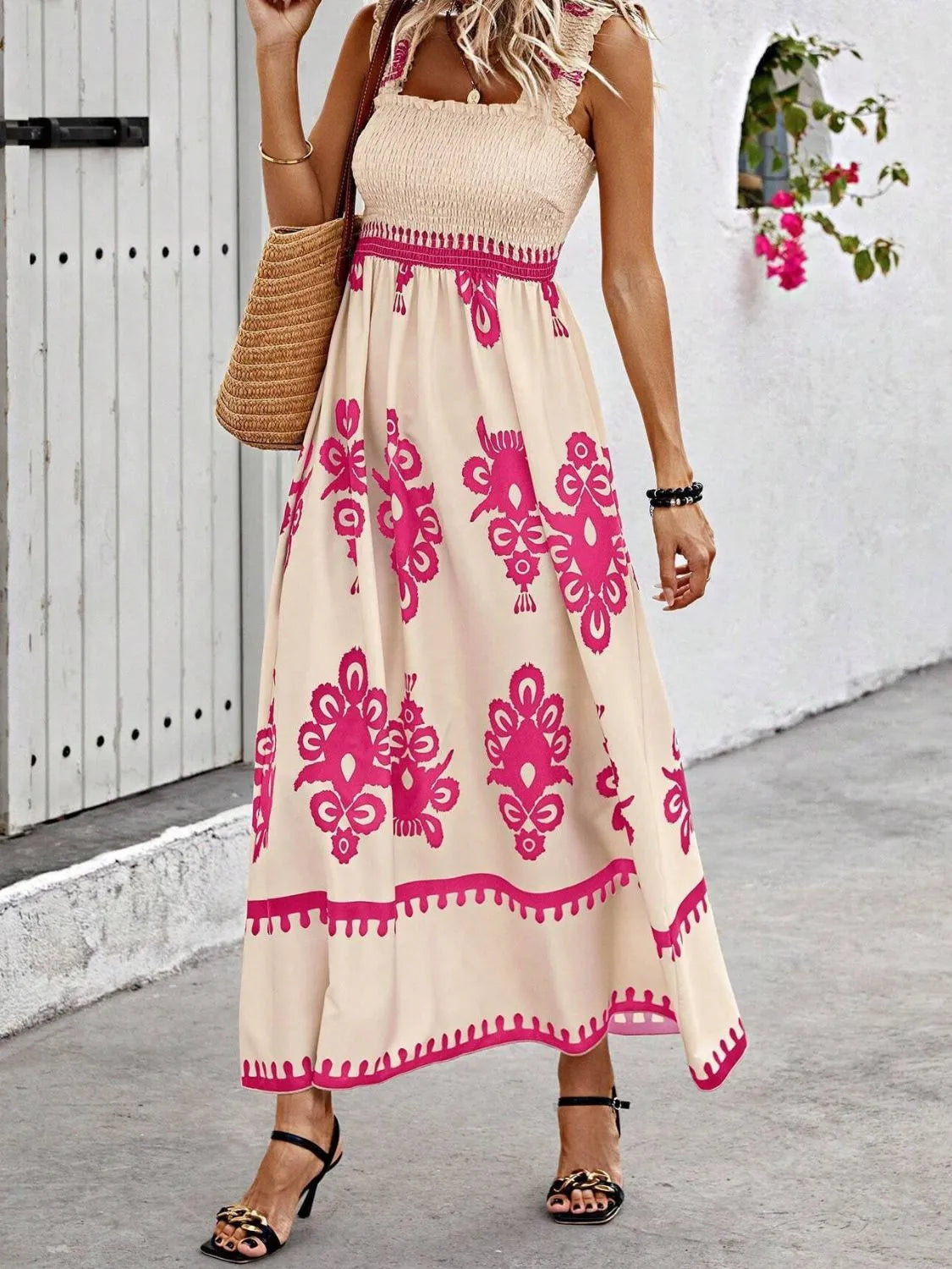 Smocked Printed Wide Strap Maxi Dress - product image 23