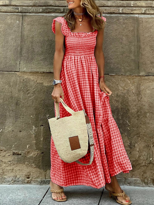 Plaid Ruffle Sleeve Maxi Dress - product image 5