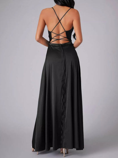 Lace Up Back Split Maxi Dress view 8 - Shopiebay