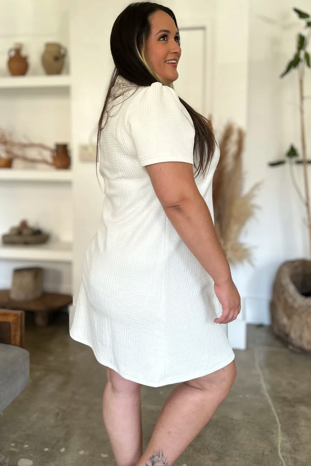 Double Take Texture Short Sleeve Dress - product image 4