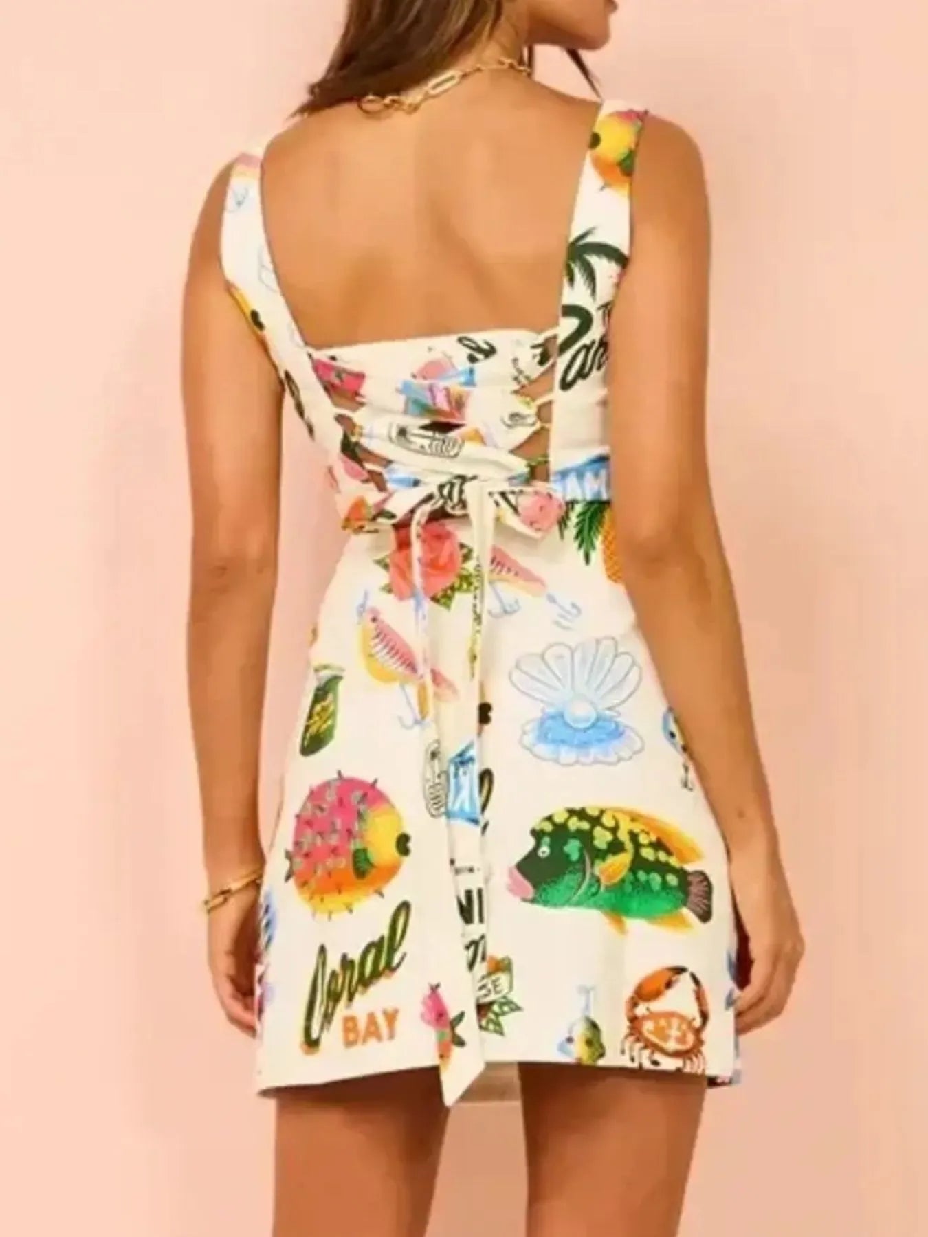 Printed Square Neck Summer Mini Dress - product image 9
