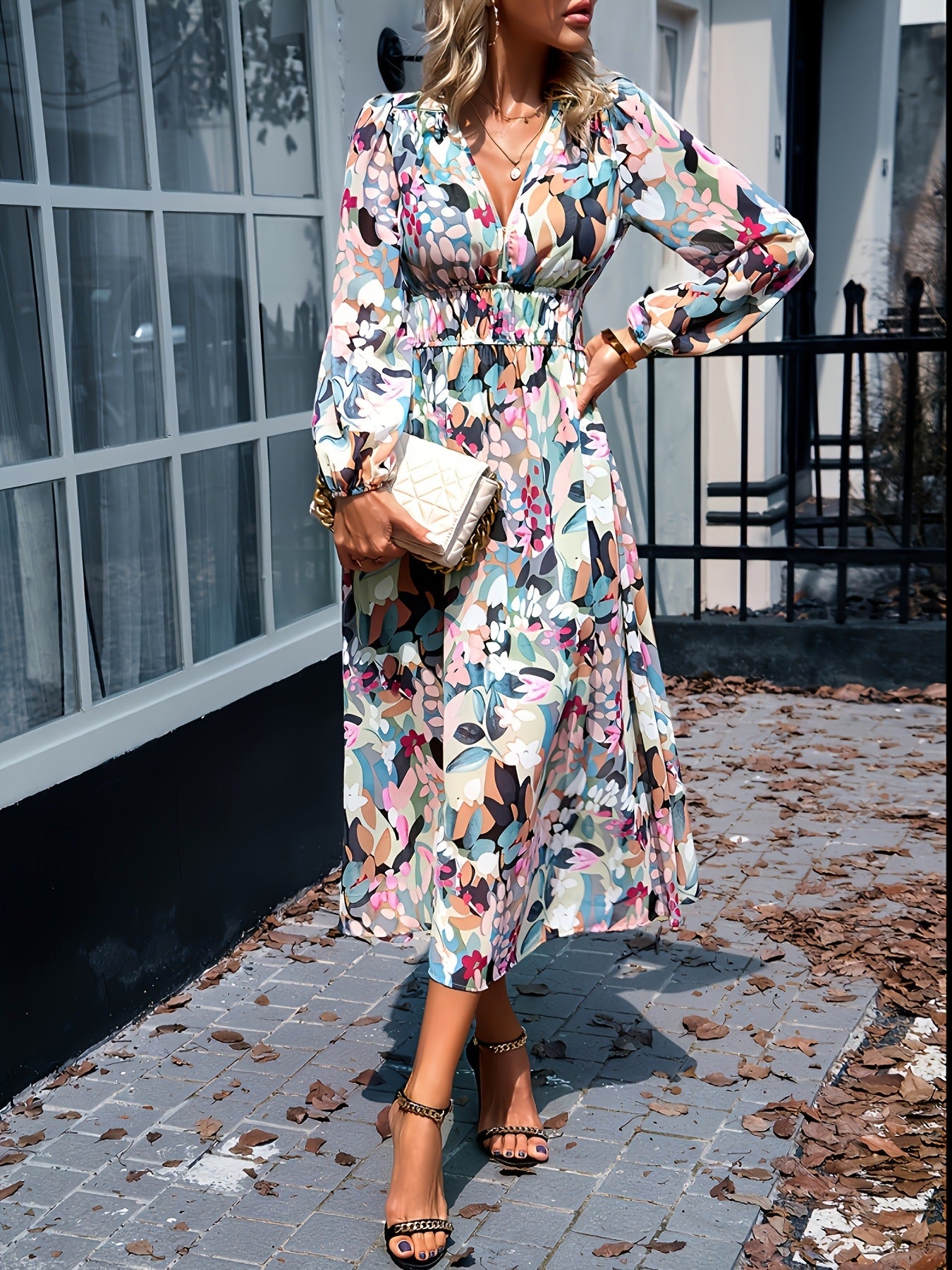 Floral Print Long Sleeve Midi Dress - product image 6