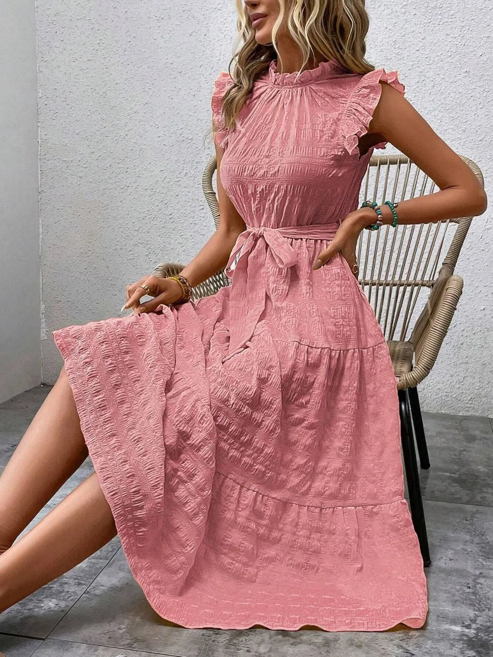 Tied Ruffled Cap Sleeve Midi Dress - product image 29