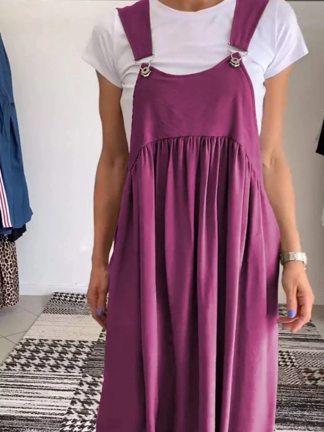 Ruched Wide Strap Overall Maxi Dress - product image 8
