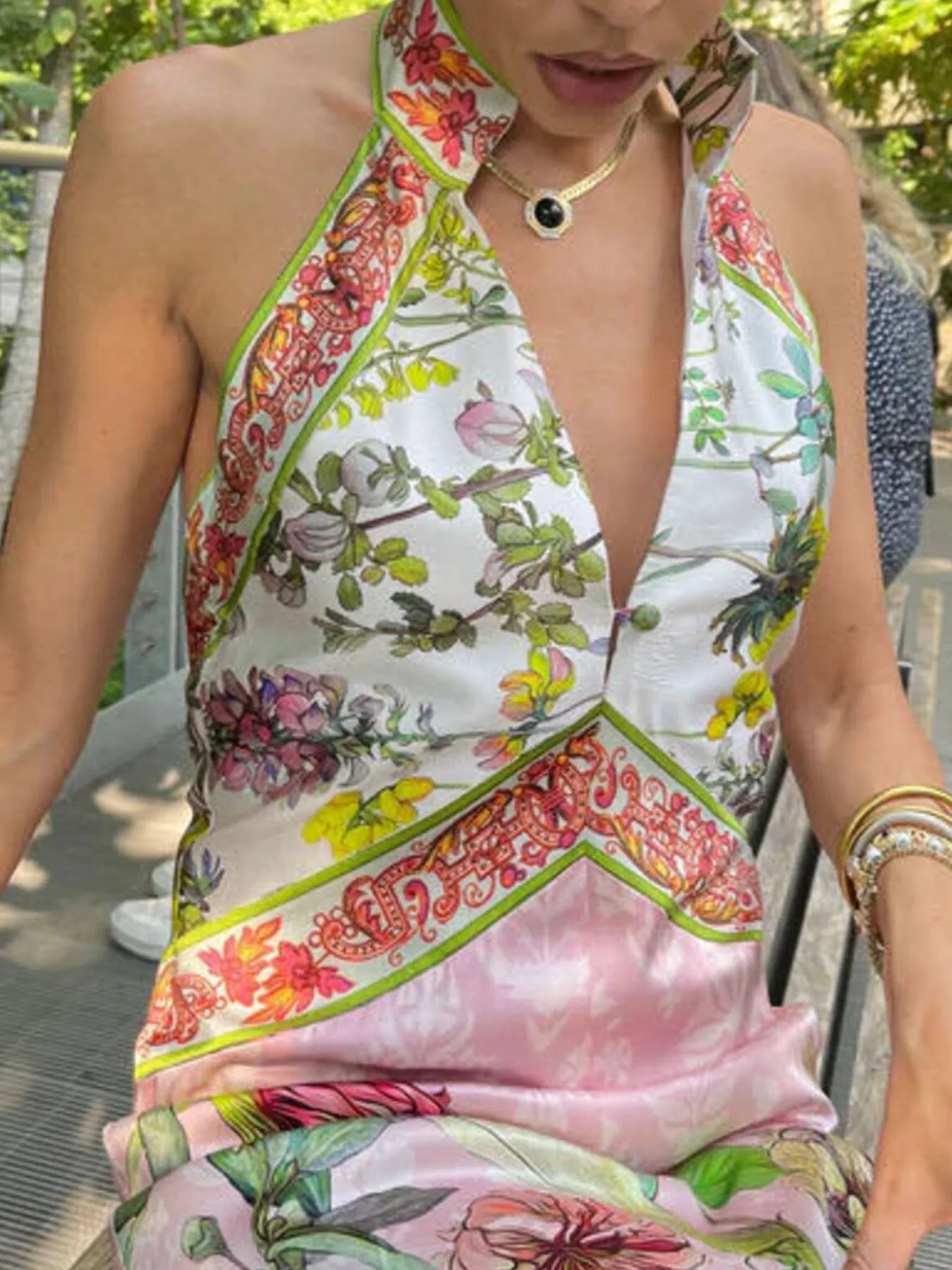 Printed Halter Neck Backless Maxi Dress - product image 4