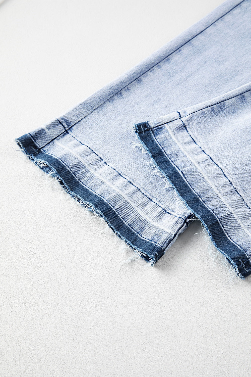 Raw Hem Straight Jeans with Pockets