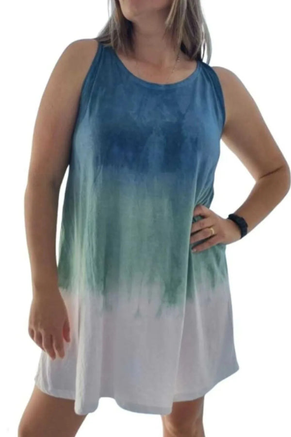 Tie-Dye Sleeveless Mini Tank Dress view 6 - Shopiebay