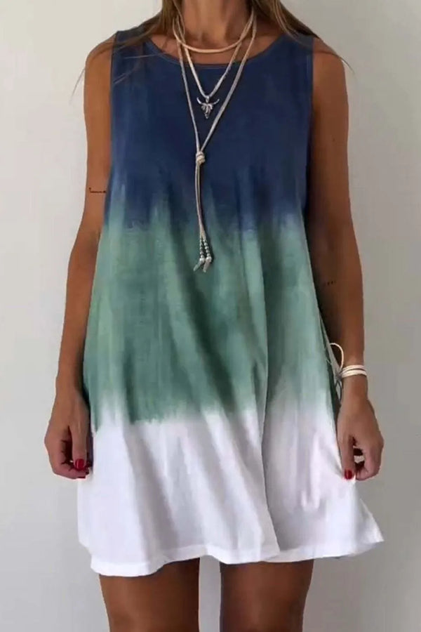 Tie-Dye Sleeveless Mini Tank Dress - Shopiebay women's boutique