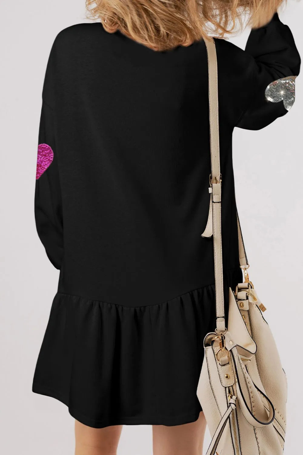 Sequin Heart Round Neck Long Sleeve Mini Dress - product image 7