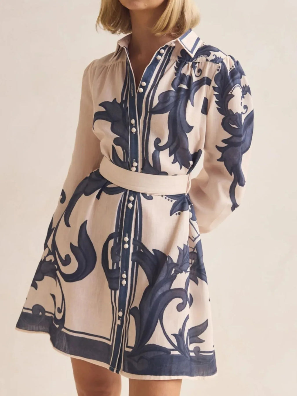 Printed Long Sleeve Shirt Dress - product image 3