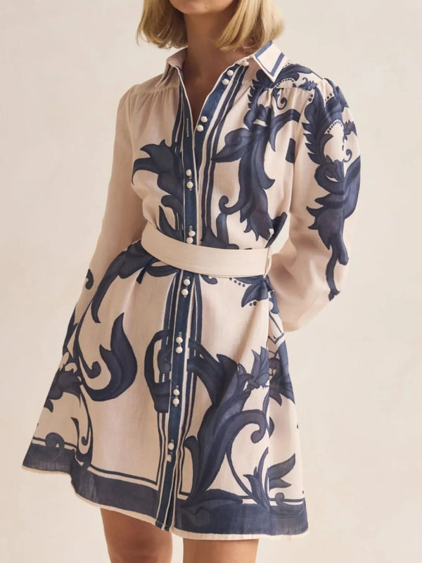 Printed Long Sleeve Shirt Dress - product image 3