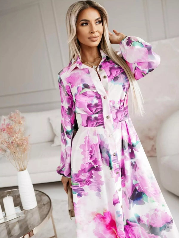 Printed Button Front Maxi Shirt Dress - product image 23