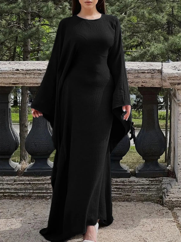 Round Neck Maxi Dress with Flowing Cape Sleeves - product image 14