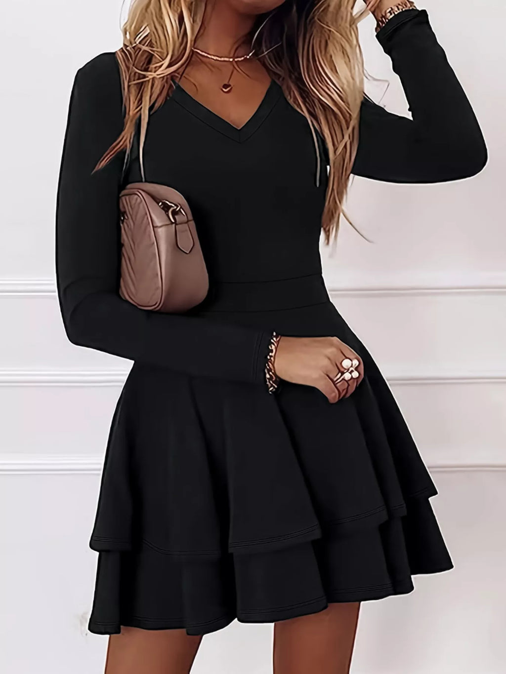 V-Neck Layered Ruffle Mini Dress - product image 27