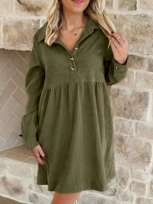 Casual Corduroy Button Detail Mini Dress - product image 3