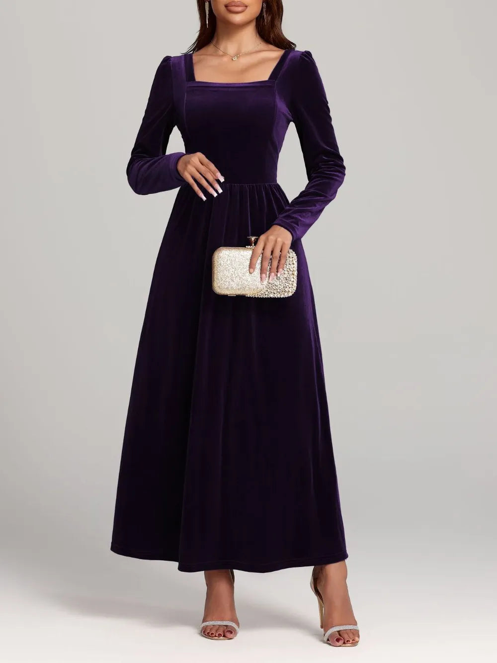 Velvet Square Neck Long Sleeve Dress - product image 18