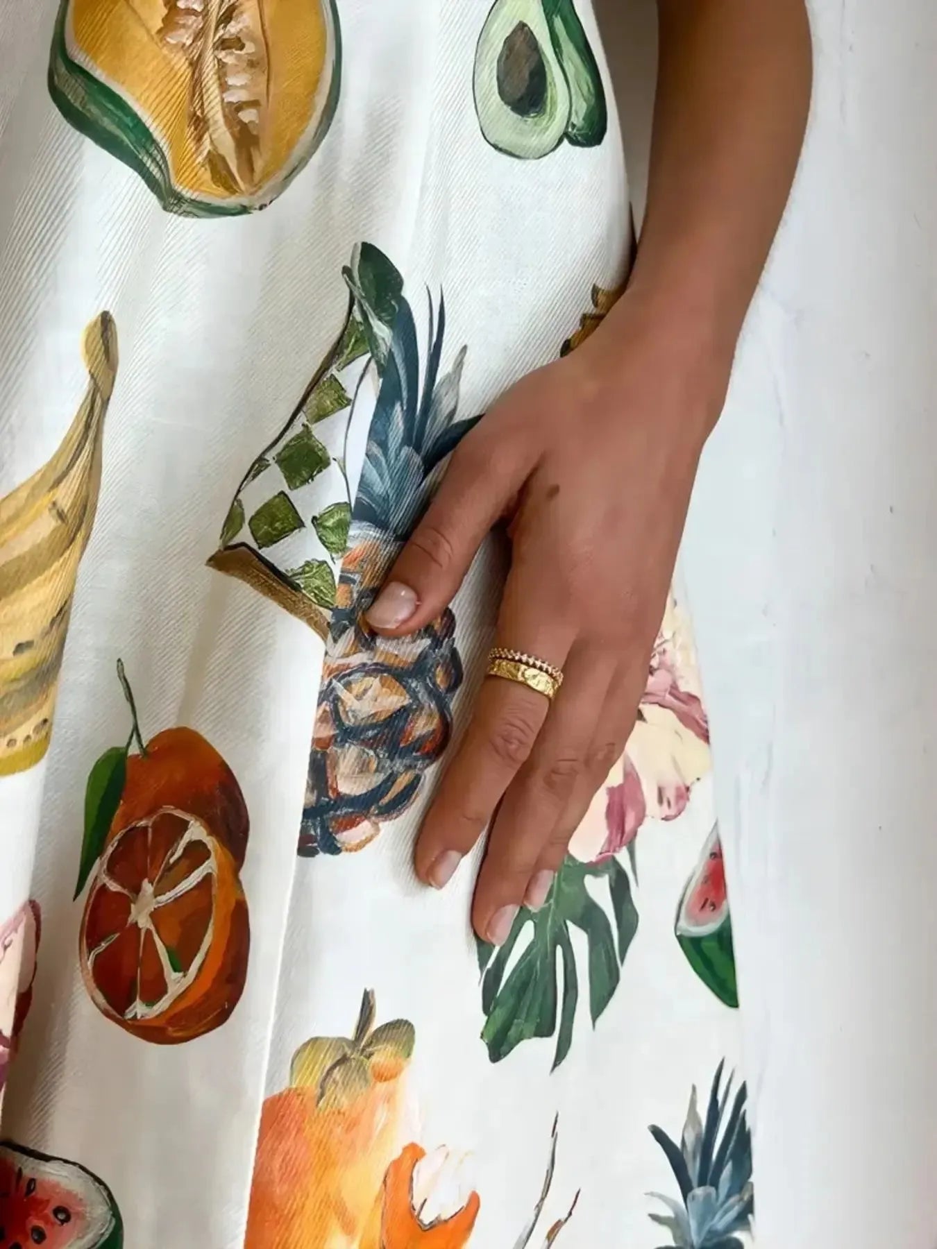 Printed Round Neck Puff Sleeve Dress - product image 6